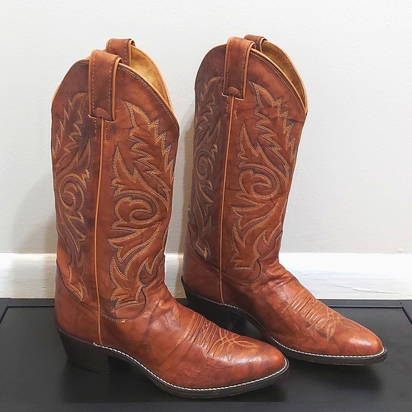 Size 7 D Justin's 1560 Leather Pointed Toe Cowboy Western Boots Men's - Picture 3 of 8